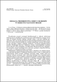 Edukacja prozdrowotna dzieci i młodzieży w szkolnym nauczaniu religii