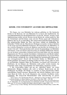 Konzil und Universität am Ende des Mittealters