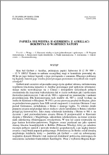 Papieża Sylwestra II (Gerberta z Aurillac) doktryna o wartości natury