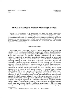 Trwałe wartości średniowiecznej liturgii