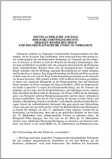 Mittelalterliche Anfänge der Parlamentsgeschichte: Heiliges Römisches Reich und Polnisch-Litauische Union im Vergleich
