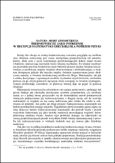 "Natura more geometrico": Średniowiecze jako pośrednik w recepcji matematyki greckiej dla potrzeb fizyki