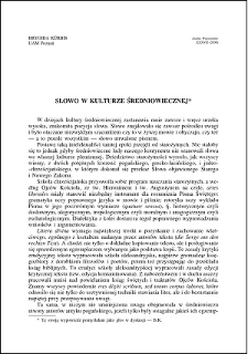 Słowo w kulturze średniowiecznej