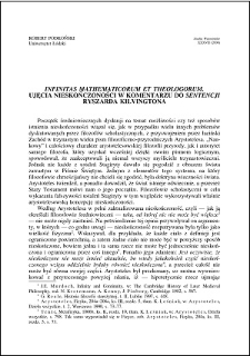 "Infinitas mathematicorum et theologorum". Ujęcia nieskończoności w komentarzu do "Sentencji" Ryszarda Kilvingtona