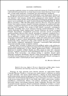 Harold G. Koenig, Andrew J. Weaver, Pastoral Care of Older Adults. Creative Pastoral Care and Counseling : [recenzja]