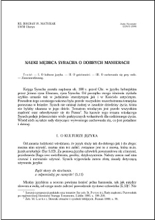 Nauki Mędrca Syracha o dobrych manierach