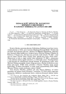 Działalność Sióstr św. Katarzyny Dziewicy i Męczennicy w Krynicy Morskiej w latach 1920-2000