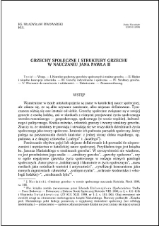 Grzechy społeczne i struktury grzechu w nauczaniu Jana Pawła II
