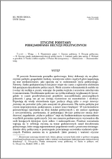 Etyczne podstawy podejmowania decyzji politycznych