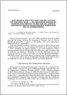 "Der Mensch, der Gott war, und die Mutter, die Jungfrau war" : die besondere Beziehung Mariens zur Trinität in der von J. H. Oswald verfassten ersten dogmatischen Mariologie des 19. Jahrhunderts