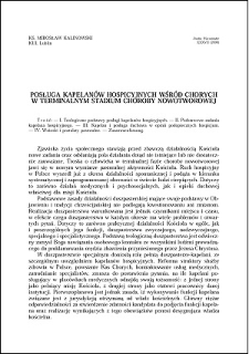 Posługa kapelanów hospicyjnych wśród chorych w terminalnym stadium choroby nowotworowej