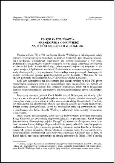 "Księgi karolińskie" : frankońska odpowiedź na Sobór Nicejski II z roku 787