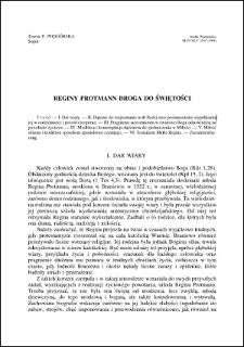 Reginy Protmann droga do świętości