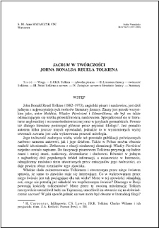 "Sacrum" w twórczości Johna Ronalda Reuela Tolkiena