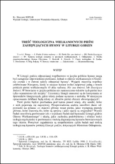 Treść teologiczna wielkanocnych pieśni zastępujących hymny w Liturgii Godzin