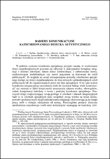 Bariery komunikacyjne katechizowanego dziecka autystycznego