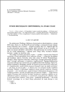 Synod diecezjalny odpowiedzią na znaki czasu