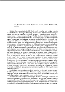 Ks. Stanisław Jasionek, Wychowanie moralne : [recenzja]
