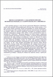 Bruno z Kwerfurtu a zagadnienie drugiej metropolii polskiej za czasów Bolesława Chrobrego