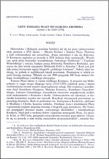 Listy Tomasza Płazy do Marcina Kromera