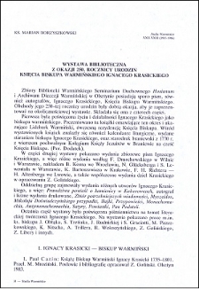 Wystawa biblioteczna z okazji 250. roczny urodzin Księcia Biskupa Warmińskiego Ignacego Krasickiego