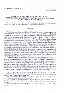 Problem kultu naśladowania św. Józefa, przybranego ojca Jezusa Chrystusa, u ewangelików na Mazurach w XVII wieku