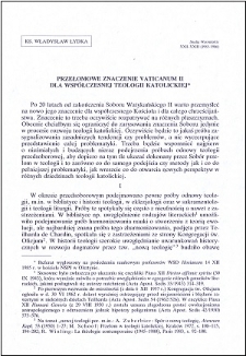 Przełomowe znaczenie Vaticanum II dla współczesnej teologii katolickiej