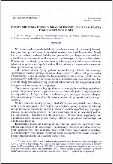 Formy niesienia pomocy krajom ubogim jako realizacja powinności moralnej