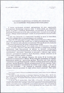 Czynności kardynała Stanisława Hozjusza na stanowisku wielkiego penitencjarza