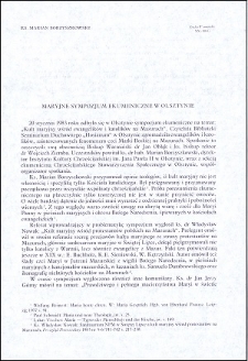 Maryjne Sympozjum ekumeniczne w Olsztynie