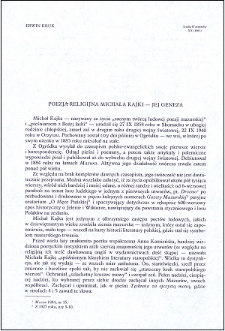 Poezja religijna Michała Kajki : jej geneza