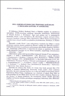 Dwa osiemnastowieczne śpiewniki kościelne z drukarni Kantera w Kwidzynie