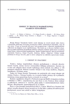 Ubodzy w tradycji mądrościowej Starego Testamentu