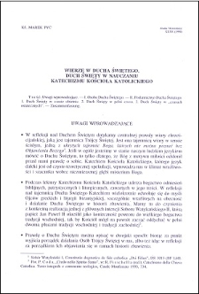 Wierzę w Ducha Świętego. Duch Święty w nauczaniu Katechizmu Kościoła Katolickiego