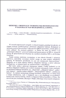 Kierunki i orientacje teoretyczno-metodologiczne w badaniach nad religijnością ludową