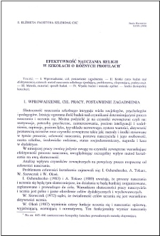 Efektywność nauczania religii w szkołach o różnych profilach