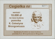 Cegiełka na budowę pomnika Mrongowiusza. [2]