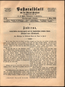 Pastoralblatt für die Diözese Ermland, 1892, nr 3