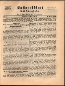 Pastoralblatt für die Diözese Ermland, 1892, nr 4
