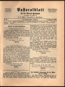 Pastoralblatt für die Diözese Ermland, 1892, nr 8
