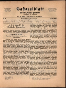 Pastoralblatt für die Diözese Ermland, 1897, nr 7