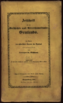 Zeitschrift für die Geschichte und Altertumskunde Ermlands, 1867, t. 4, z. 1