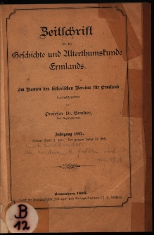 Zeitschrift für die Geschichte und Altertumskunde Ermlands, 1892, t. 10, z. 2