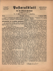 Pastoralblatt für die Diözese Ermland, 1898, nr 1