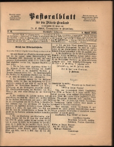 Pastoralblatt für die Diözese Ermland, 1898, nr 4