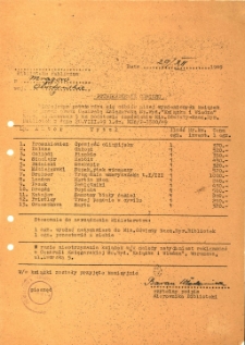 Potwierdzenie odbioru książek 1949. [1]