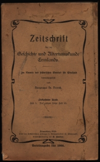 Zeitschrift für die Geschichte und Altertumskunde Ermlands, 1908, t. 17, z. 1