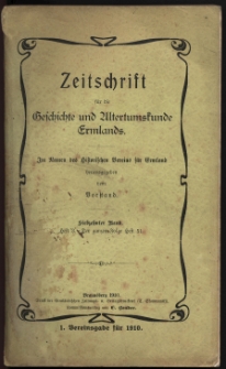 Zeitschrift für die Geschichte und Altertumskunde Ermlands, 1910, t. 17, z. 3
