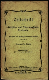 Zeitschrift für die Geschichte und Altertumskunde Ermlands, 1913, t. 18, z. 3