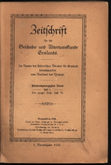 Zeitschrift für die Geschichte und Altertumskunde Ermlands, 1933, t. 25, z. 1